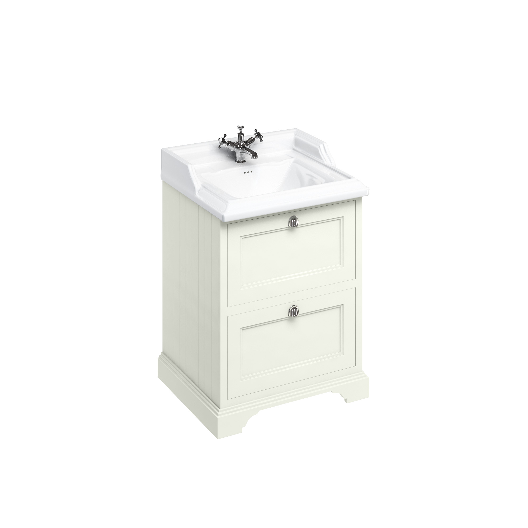 Freestanding 65 Vanity Unit with 2 drawers - Sand and Classic basin 1 tap hole